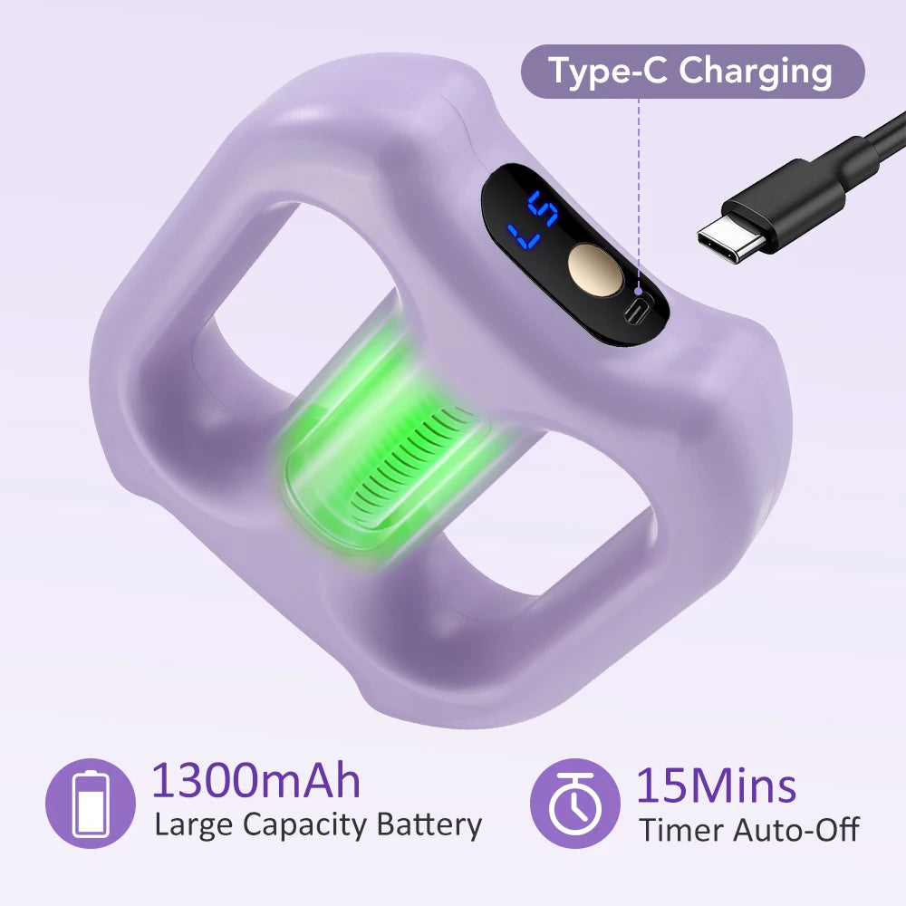 USB Type-C charging, 1300 mAh battery, 15-minute auto-off